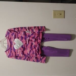 Pink and Purple Camouflage Heart Top and Leggings Set